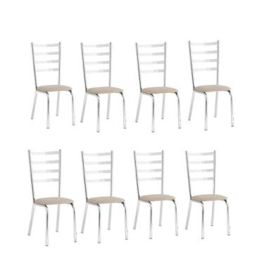 Imagem de Conjunto 8 cadeiras Laura cromada para cozinha ou sala de jantar super