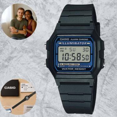 Imagem de Relógio Casio F-105W-1ADF Digital Retrô Iluminação Azul Resistente à Água Cronômetro Alarme Unissex Feminino Masculino Leve