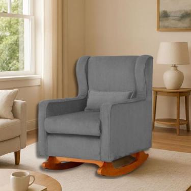 Imagem de Poltrona de Amamentar Descanso e Leitura de Balanço Ágata Suede - Tati