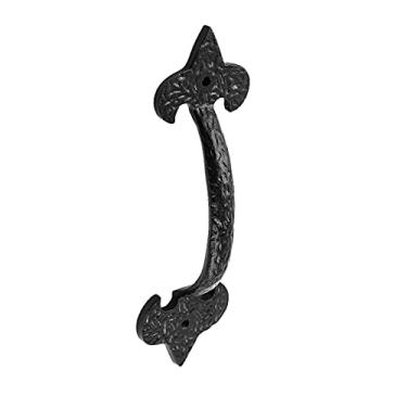 Imagem de Puxador de porta ou gaveta preto ferro forjado Fleur De Lis 6 1/2" | Renovador Supply