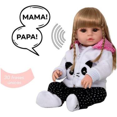 Imagem de Bebe Reborn Realista Panda Loira 30 Frases Envio Imediato - Cegonha Re