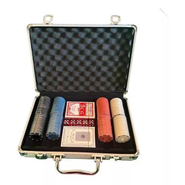 Imagem de Kit Poker Maleta Profissional 200 Fichas 2 Baralhos 5 Dados