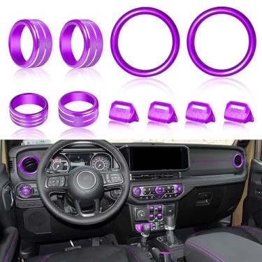 Imagem de SENSHINE Capa de botão para Jeep Wrangler JL JLU Acessórios 2024 2025 Gladiador JT 2024 2025 Tampa de botão de interruptor de janela Volume de farol de rádio Capas de botão de saída de ventilação AC