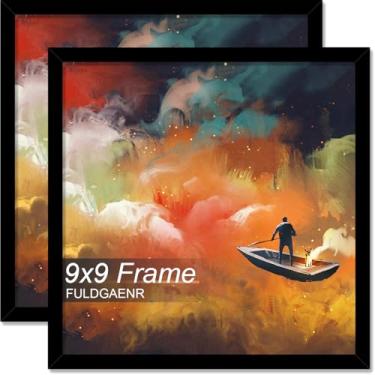 Imagem de FULDGAENR Conjunto de 2 porta-retratos 23 x 23 cm, molduras pretas para certificado de pôster fotográfico de 23 x 23 cm, moldura de parede/mesa de alta transparência com visor vertical horizontal