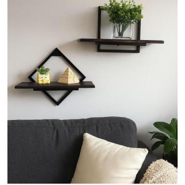 Imagem de Kit 2 Prateleiras Preto Nicho Livros Pinus - Loja Béle