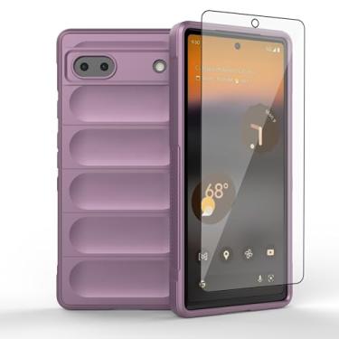 Imagem de Asuwish Capa de celular para Google Pixel 6A 5G 2022 com protetor de tela de vidro temperado e TPU macio, fina, à prova de choque, proteção de silicone, acessórios Pixel6A A6 para mulheres, homens,