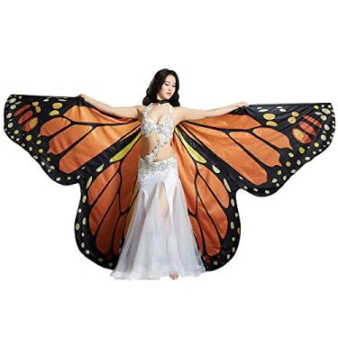 Imagem de Vestidos de Natal para mulheres 360 ângulos borboleta asas dança do ventre Isis Wings acessório de fantasia (amarelo)