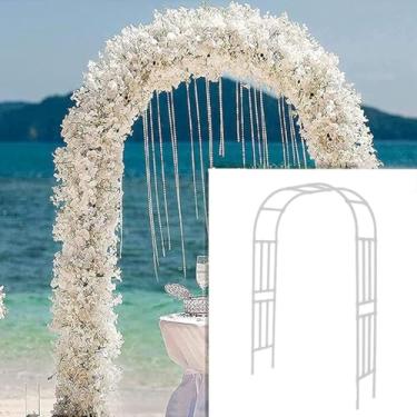 Imagem de Arco De Jardim De Metal, Suporte De Arco De Paisagem Jardim Pergolado Decorativo Tradicional Arco Para Caminhos Entraes, Elegante Arbour Treliça Suporte De Planta Decora, White, 180 * 30 * 240cm