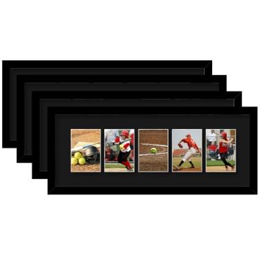 Imagem de HEYTUYA Moldura para exibição de cartões colecionáveis para 5 cartas padrão, 4 pacotes com moldura de cartão colecionável para parede, colecionador de cartões para esportes, beisebol, basquete