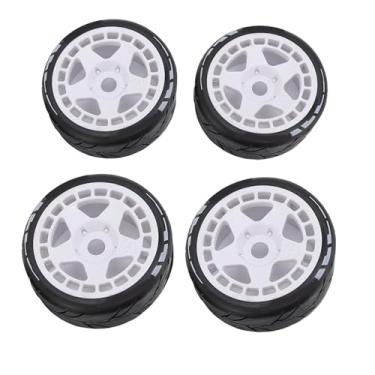 Imagem de SPYMINNPOO Pneus de Roda RC 4pcs, Plástico Robusto de 17 Mm para Veículos RC de 1/8 de Escala, Com Fácil Instalação para a Estrada Fora da Estrada (Branco)