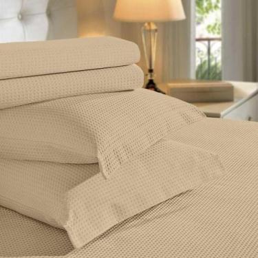 Imagem de Kit Colcha Piquet Favo Casal Teka Gênova 03 Peças Bege