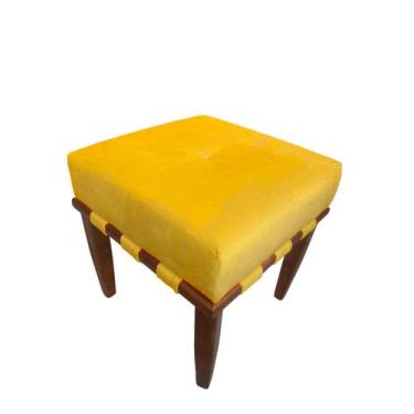 Imagem de Banqueta Puff quadrado amarelo pé palito - Roggi HD