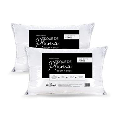 Imagem de Kit 02 Travesseiros King Toque de Pluma Firme 90cm x 50cm Alto Macio e Confortável - Casa Paulinha