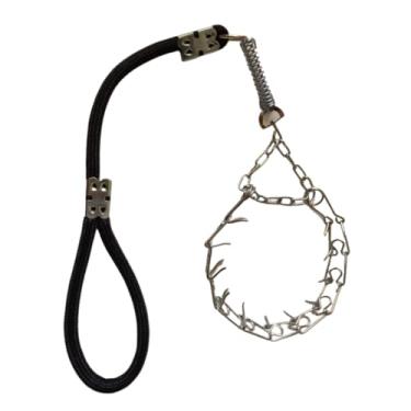 Imagem de Coleira para cachorros com pino regulável prong collar guia cachorro grande super reforçada guia para cães de médio(Preto)