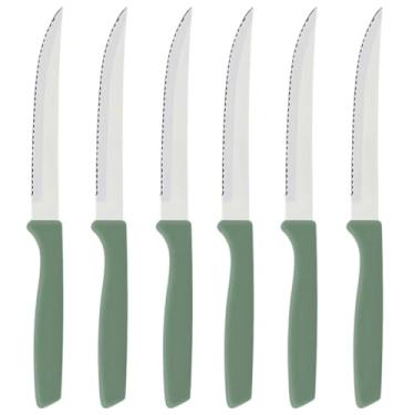 Imagem de Conjunto de 6 facas serrilhadas em aço inoxidável Conjunto de talheres para churrasco Faca para pão(Sálvia)
