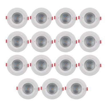 Imagem de Kit 15 Spots De Embutir Led 3000K~3500K Direcionável Redondo Dicróica 