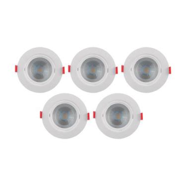Imagem de Kit 5 Spots De Embutir Led 3000K~3500K Direcionável Redondo Dicróica B