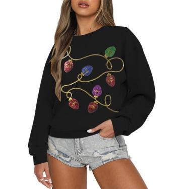 Imagem de Moletom BANGELY de lantejoulas de Natal para mulheres preto