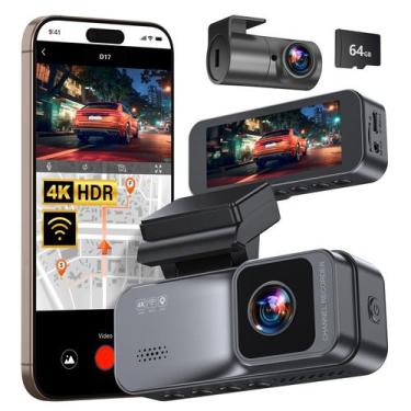 Imagem de Dash Cam KoobaCar 4K/2.5K frontal e traseiro com cartão de 64 GB