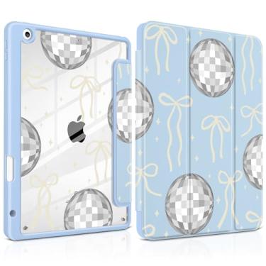 Imagem de MEEgoodo Capa para iPad de 10,2 polegadas, capas de tablet para iPad 9ª geração 2021/8ª geração 2020/7ª geração 2019 com revestimento traseiro de acrílico transparente + suporte para lápis + despertar