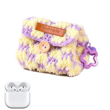 Imagem de LeoTube Capa estilo dopamina para Apple AirPods 4/Pro 2/Pro 3 fones de ouvido sem fio, capa protetora de pelúcia feita à mão, ótimo presente para mulheres femininas (capa de sol e grafiti)