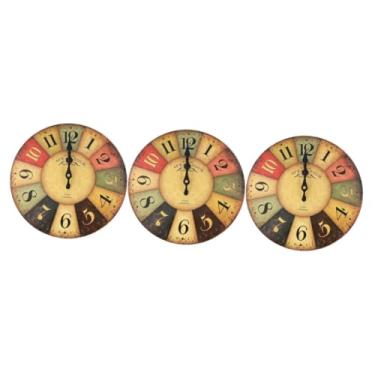 Imagem de TLTDSMY 3 peças relógio de parede redondo para sala de estar relógio mudo decoração retrô para casa relógio vintage quarto decoração de madeira relógio de parede grande relógio de banheiro sala de