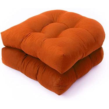 Imagem de Almofada de cadeira para interior e exterior, para cadeira de balanço, antiderrapante, de tecido durável, conjunto de almofada para assento e encosto, 19 x 19 x 5 polegadas, para pátio, jardim