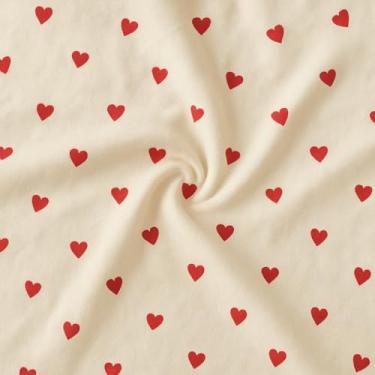 Imagem de Tecido Percal Liso e Estampado de Algodão 180 Fios, 1 Metro por 2,50m de Largura, 80% Algodão, 20% Poliéster (Coração-Fundo Palha)