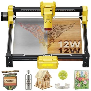 Imagem de ACMER Gravador a laser S2 7000 mW/12000 mW Máquina de gravação a laser 0,01 mm Cortador a laser de precisão ultrafino para madeira, 10.000 mm/min Laser Classe 4