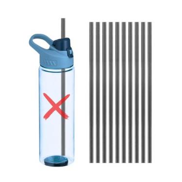 Imagem de Kit 10 Canudos Plástico Preto Garrafa Squeeze Academia - Db