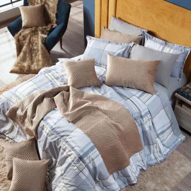 Imagem de Kit Edredom Ravena Cinza QUEEN 03 Peças Dupla Face Percal 200 Fios - R