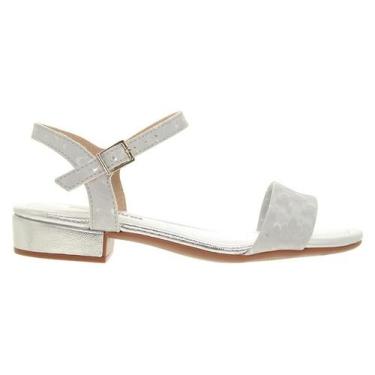 Imagem de Sandália Infantil Molekinha Com Salto Baixo E Fivela Prata, Prata, 30
