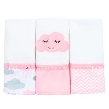 Imagem de Fralda de Boca Nuvem Rosa 3 Peças - Miguel Baby