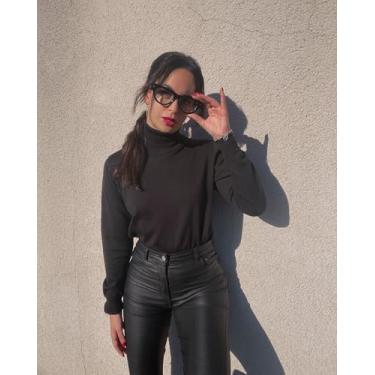 Imagem de Óculos modernos de bloqueio de luz azul médio com antirreflexo para mulheres com computador, Preto