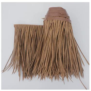 Imagem de Rolo de telhas de palha sintética de palmeira, telhado de palha artificial retardante de chamas Tiki Bar Huts painéis de telhado de palha capa de guarda-chuva decoração de bar tropical de jardim