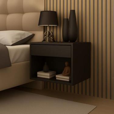 Imagem de Mesa De Cabeceira Flutuante Estreita Design Simples Com Nicho Quarto C