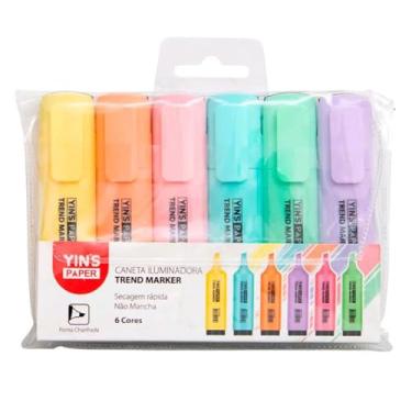 Imagem de Caneta Marca Texto Tons Pasteis - 6 unidades