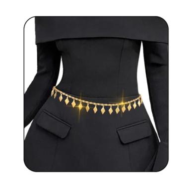 Imagem de Bounzhi Corrente de barriga dourada com strass, corrente de cintura banhada, corrente de cintura em camadas, cintura corporal, verão, praia, biquíni, joia para mulheres, Free Size, Liga metálica, Sem