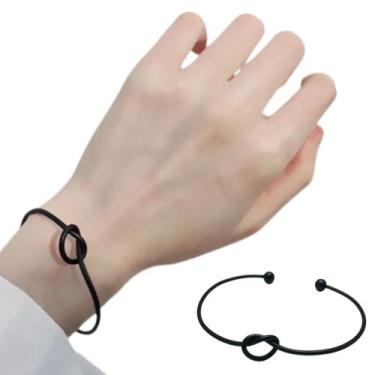 Imagem de Bracelete De Nó Nozinho Folheado A Doura e Prateado e Preto 18k Ajustá