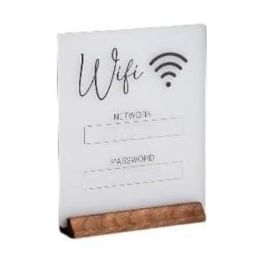 Imagem de Placa de sinal WiFi de acrílico branco - Placa WiFi estilo quadro-negro para monitores domésticos e lojas, branca (sem base)