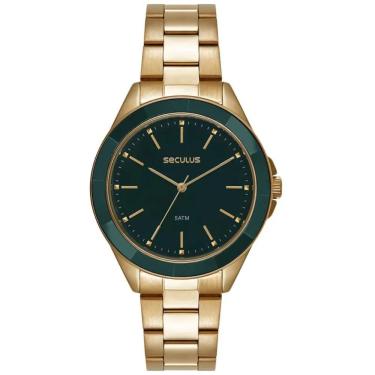 Imagem de Relógio Seculus Feminino Ref: 77346lpsvds2 Fashion Crâmica Dourado