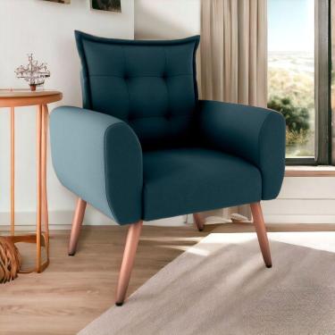 Imagem de Poltrona Decorativa Para Sala Ravi Suede Petróleo