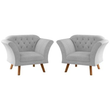 Imagem de Conjunto Poltrona Decorativa Roseira Linha Cinza