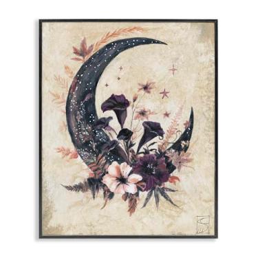 Imagem de Stupell Industries Lua vintage e arte giclée emoldurada cinza floral, design por Sara Culpepper, 14 x 11