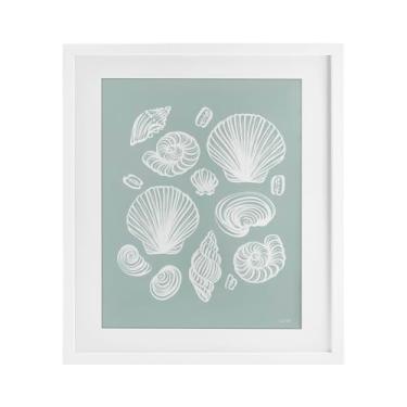 Imagem de Stupell Industries Impressão emoldurada branca de espuma do mar conchas do mar jogadas sob vidro, design por House Fenway, 40 x 33