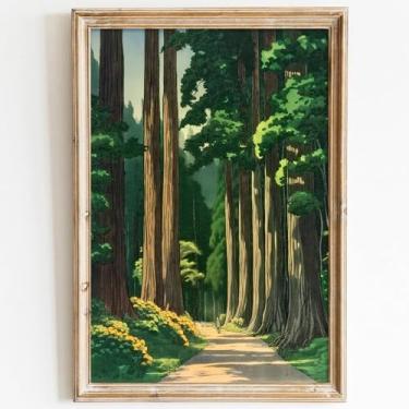 Imagem de Arte de parede em tela verde floresta pintura abstrata paisagem verde imagens desenho animado floresta paisagem árvore paisagem arte de parede vintage impressões abstratas paisagem rústica imagem para