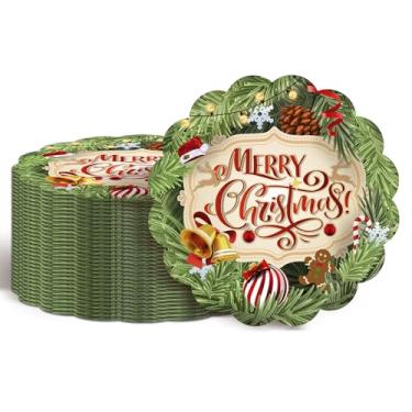 Imagem de CHAROUP Pacote com 50 tapetes de mesa descartáveis de papel americano de Natal de 33,4 cm para decoração de mesa de jantar e festa de inverno