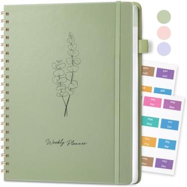 Imagem de Oucaru Agenda semanal sem data, 21,5 x 28 cm, caderno tamanho A4 para fazer com organizador de metas e hábitos, agenda semanal 52 com encadernação em espiral para escritório, casa, material escolar