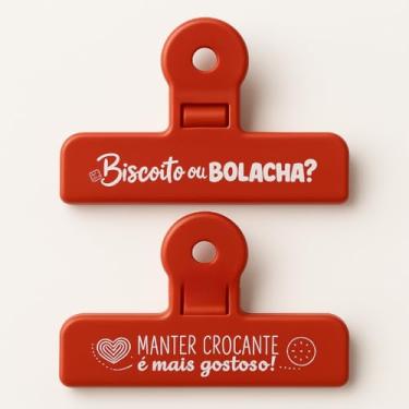 Imagem de Clipe Vedação Embalagem Biscoito ou Bolacha? - Kit 2 Prendedores Cozinha - Plástico Resistente (Vermelho)