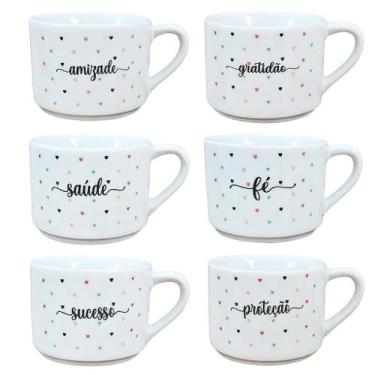 Imagem de Jogo de Xícaras de Café e Chá 200ml Semi-Empilháveis em Porcelana Bran